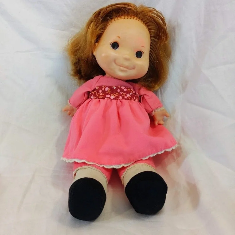 Vintage 1973 Fisher Price Natalie LapsItter Doll #202 Pink Cloth Vinyl 13